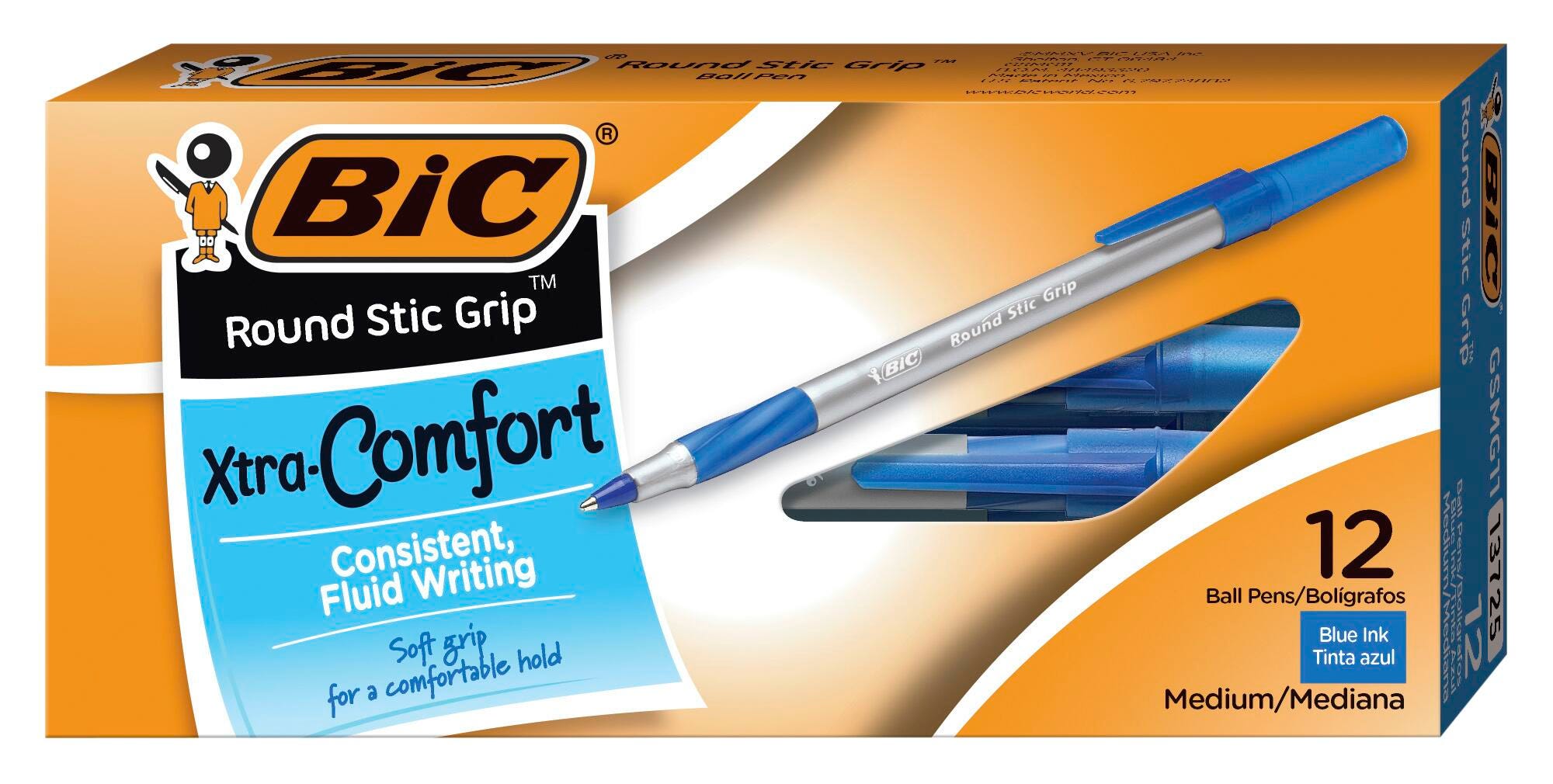 BIC Xtra Comfort Ballpoint Pens, Blue, 12 Pack